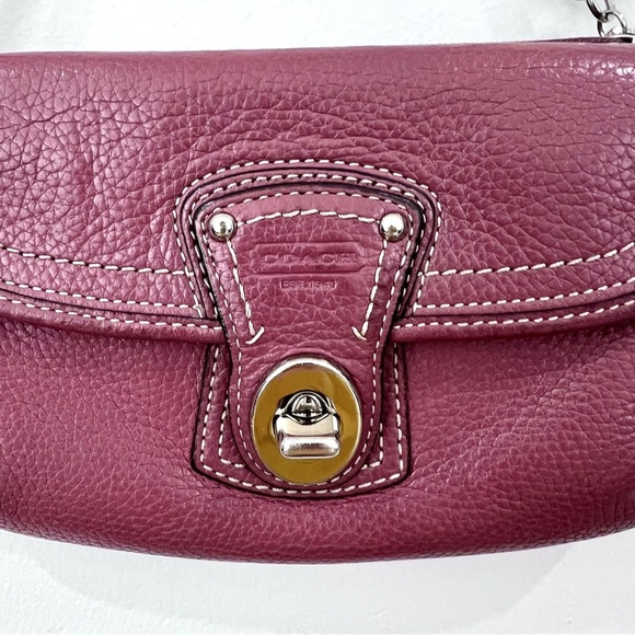 Coach Legacy Flap Mauve Dusty Rose Pebbled Leather Turnlock Wristlet Clutch Bag - Picture 6 of 11
